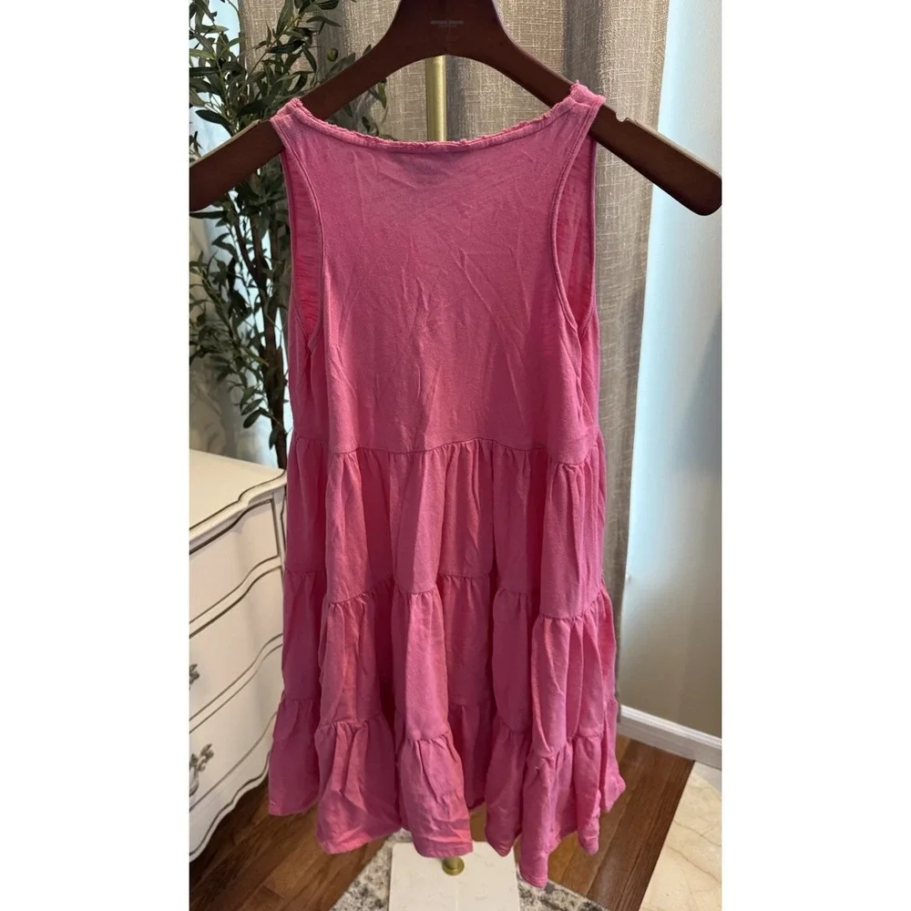 Ralph Lauren Girls Pink Tiered Sleeveless Dress Sz Large 12-14 Cotton